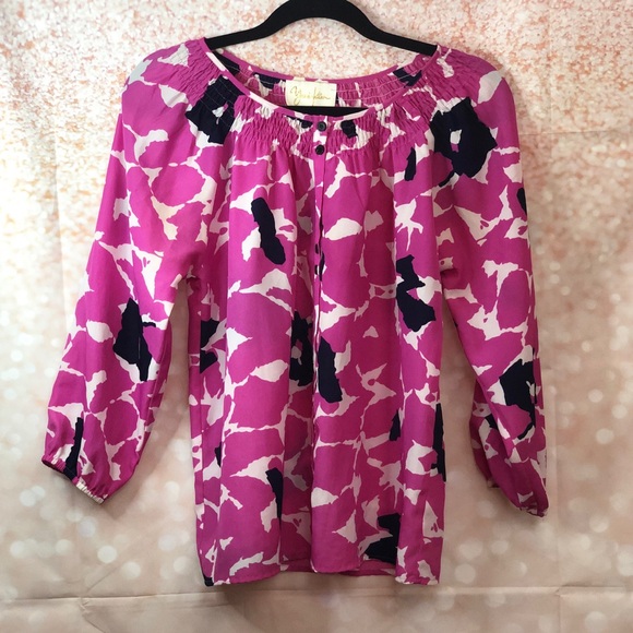 Yumi Kim Isi Floral Smocked Button Blouse - Picture 2 of 10